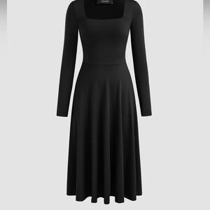 Cider Square neck solid ruffle midi dress